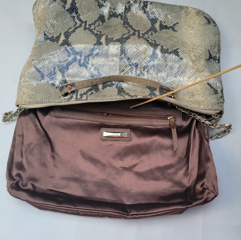 DKNY Stunning Python Shoulder Crossbody Python Print Gunuine Leather Handbag - Picture 11 of 16